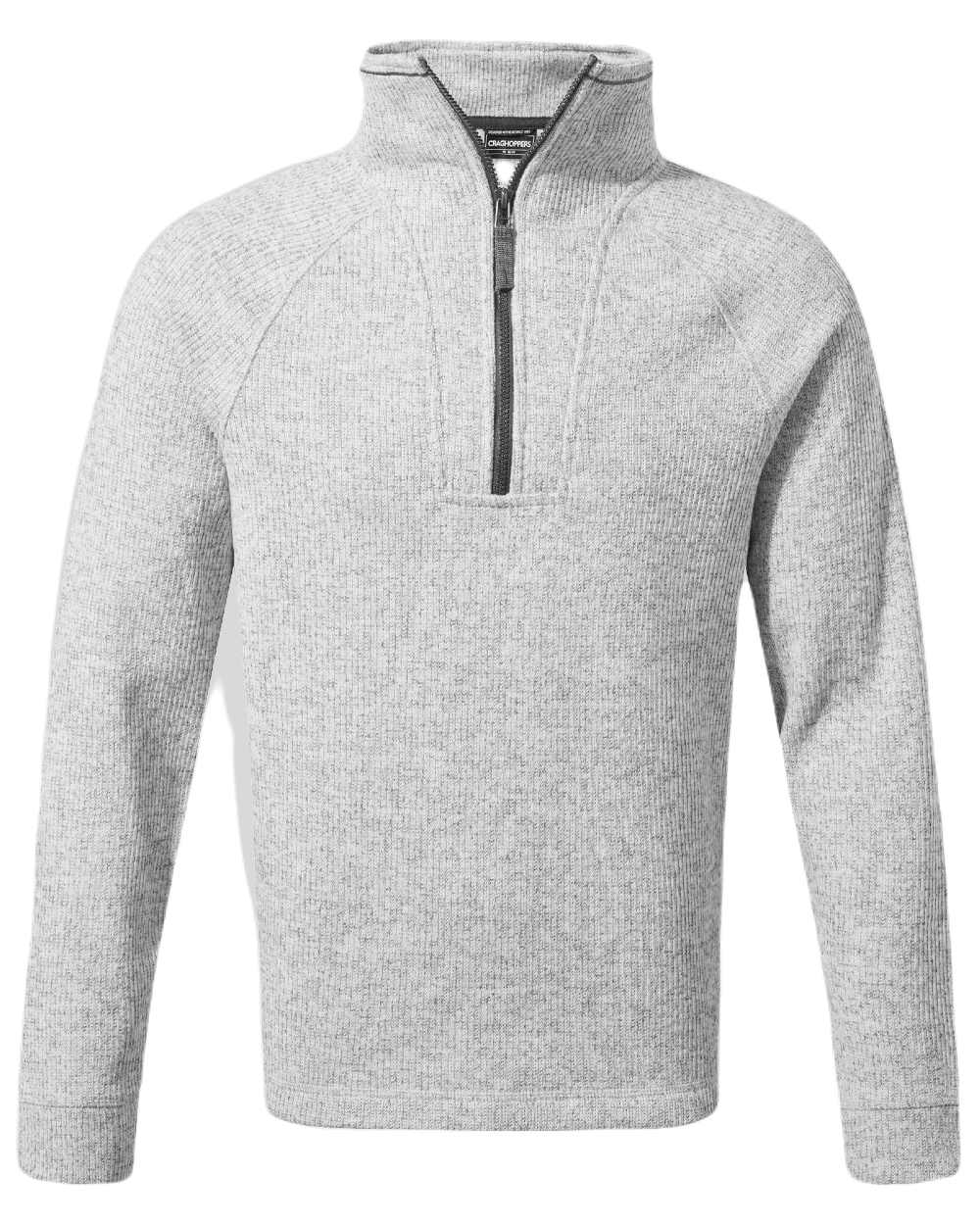 Soft Grey Marl Coloured Craghoppers Mens Wole Half Zip Fleece Jacket On A White Background 