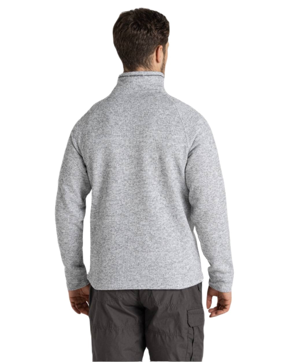 Soft Grey Marl Coloured Craghoppers Mens Wole Half Zip Fleece Jacket On A White Background 