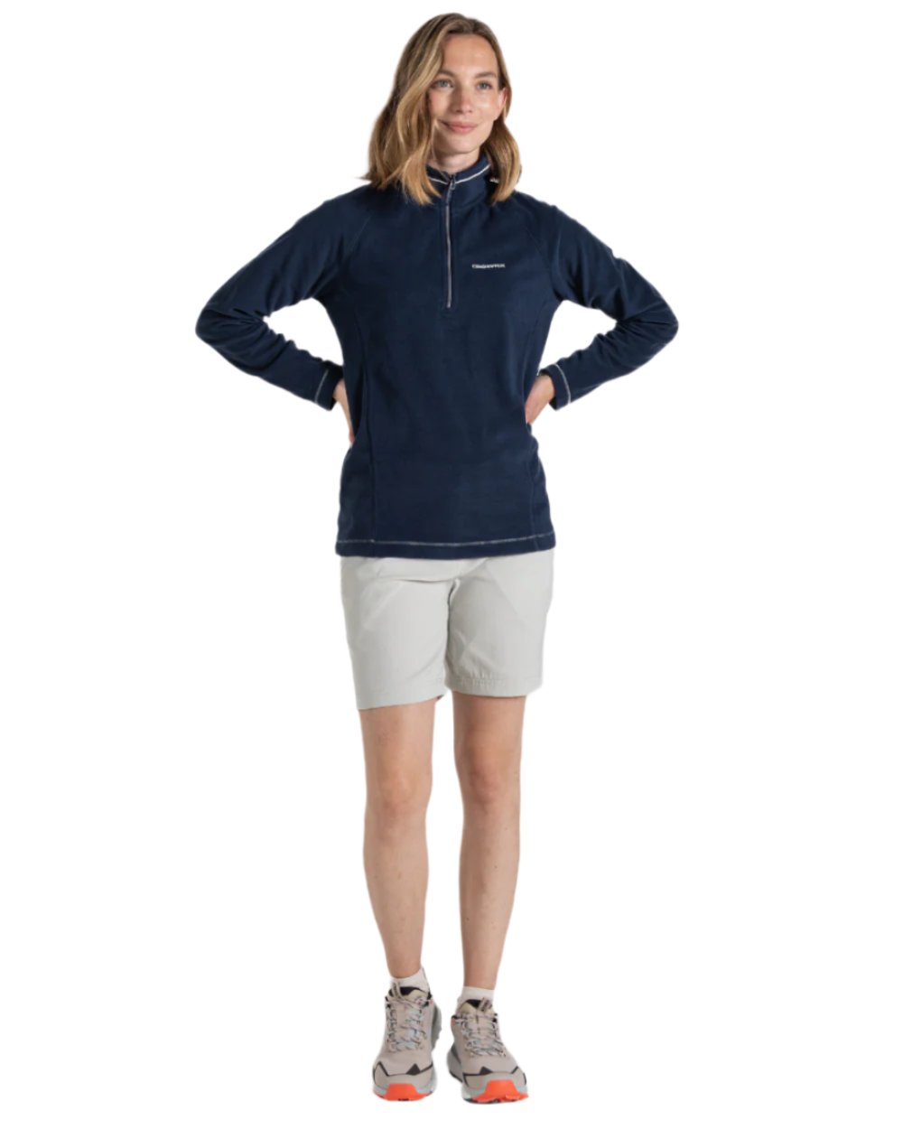 Blue Navy Coloured Craghoppers Womens Miska Half-Zip Fleece On A White Background 