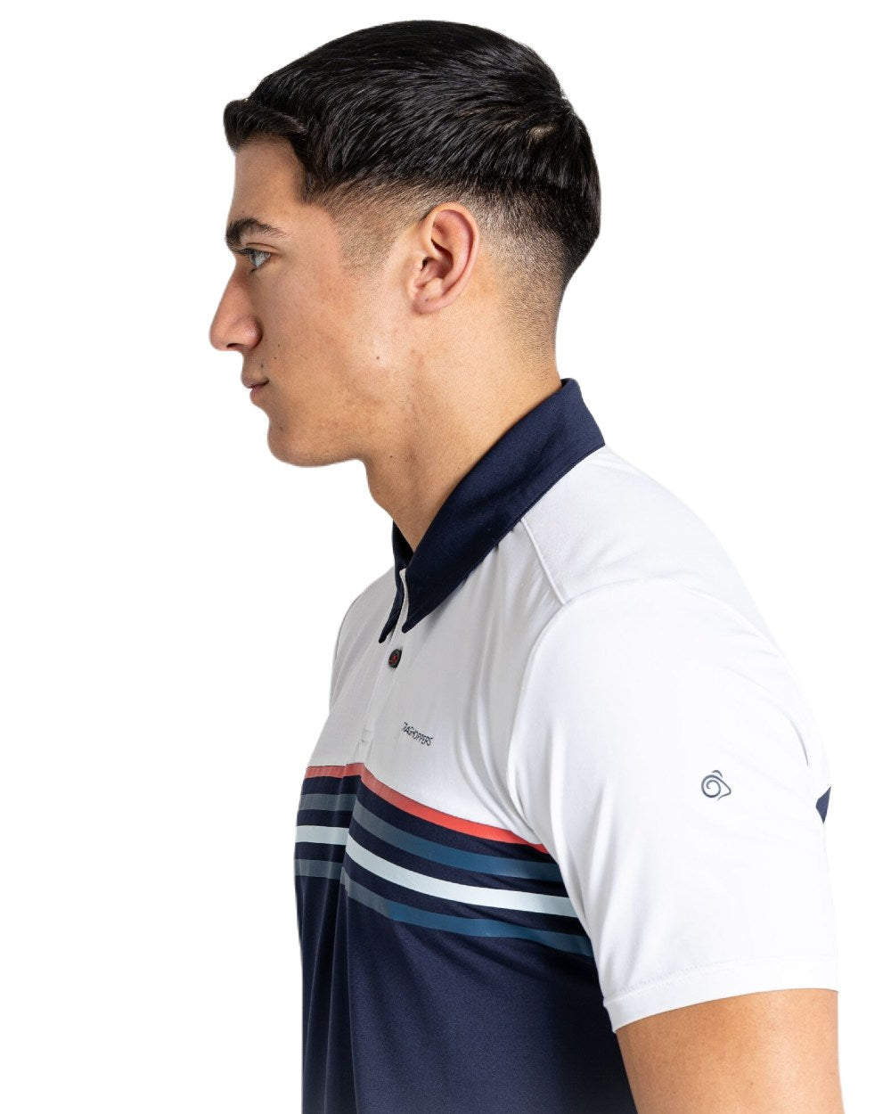 Optic White/Blue Navy Coloured Craghoppers NosiLife Pro Polo Shirt On A White Background 