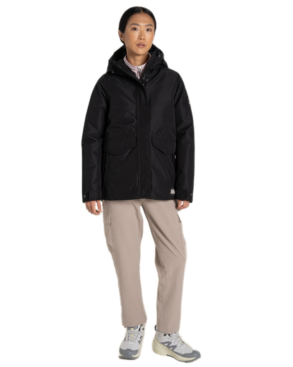 Black Coloured Craghoppers Womens CO2 Renu Sally Waterproof Jacket on White Background
