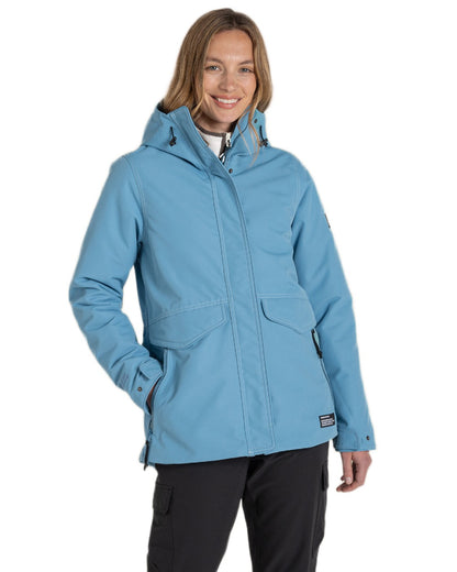 Light Denim Coloured Craghoppers Womens CO2 Renu Sally Waterproof Jacket on White Background

