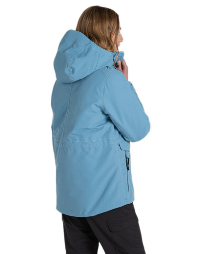 Light Denim Coloured Craghoppers Womens CO2 Renu Sally Waterproof Jacket on White Background
