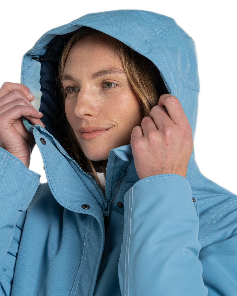 Light Denim Coloured Craghoppers Womens CO2 Renu Sally Waterproof Jacket on White Background
