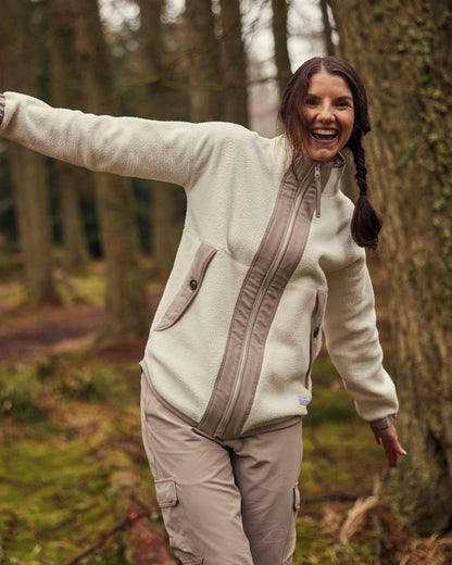 Calico Coloured Craghoppers Womens CO2 Renu Steppes Insulating Jacket on Outdoor Background
