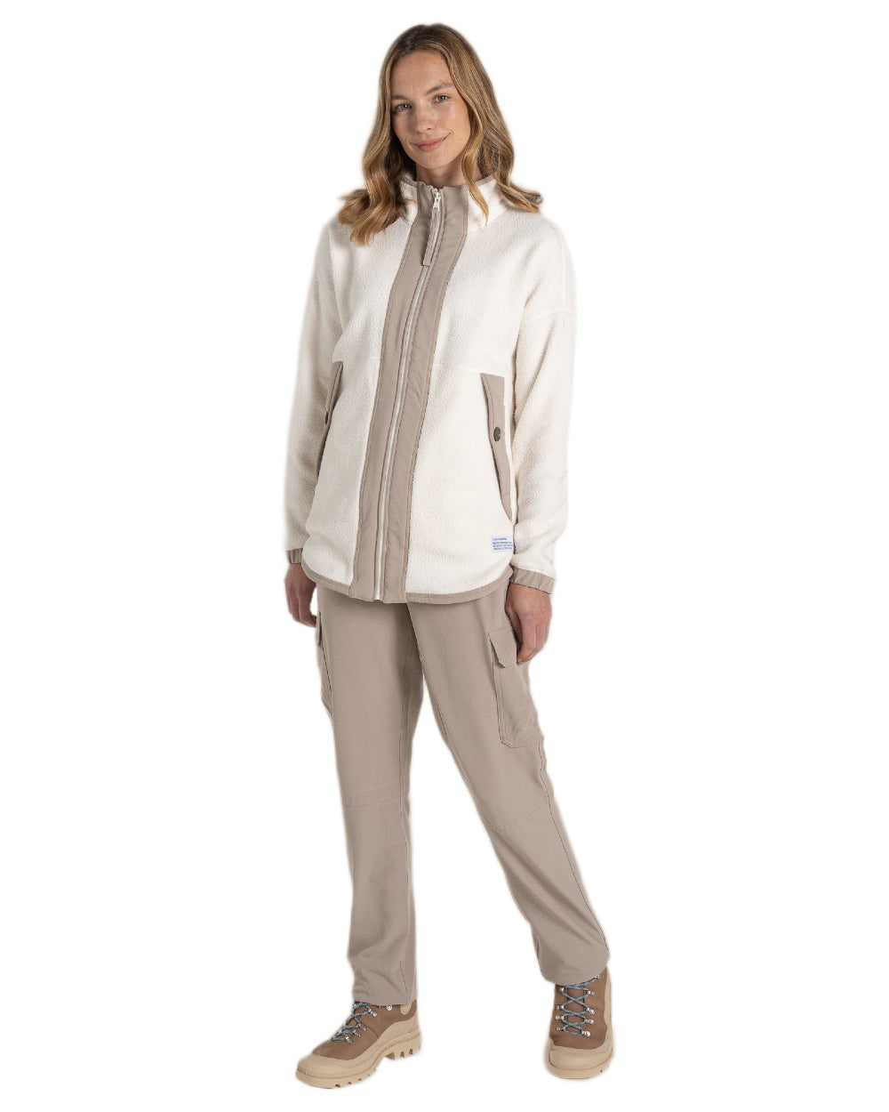 Calico Coloured Craghoppers Womens CO2 Renu Steppes Insulating Jacket on White Background
