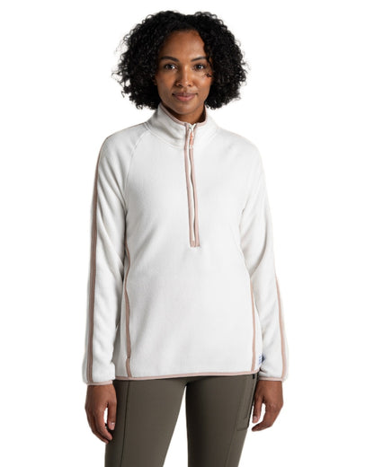 Calico Coloured Craghoppers Womens CO2Renu II Half Zip Fleece Jacket on White Background
