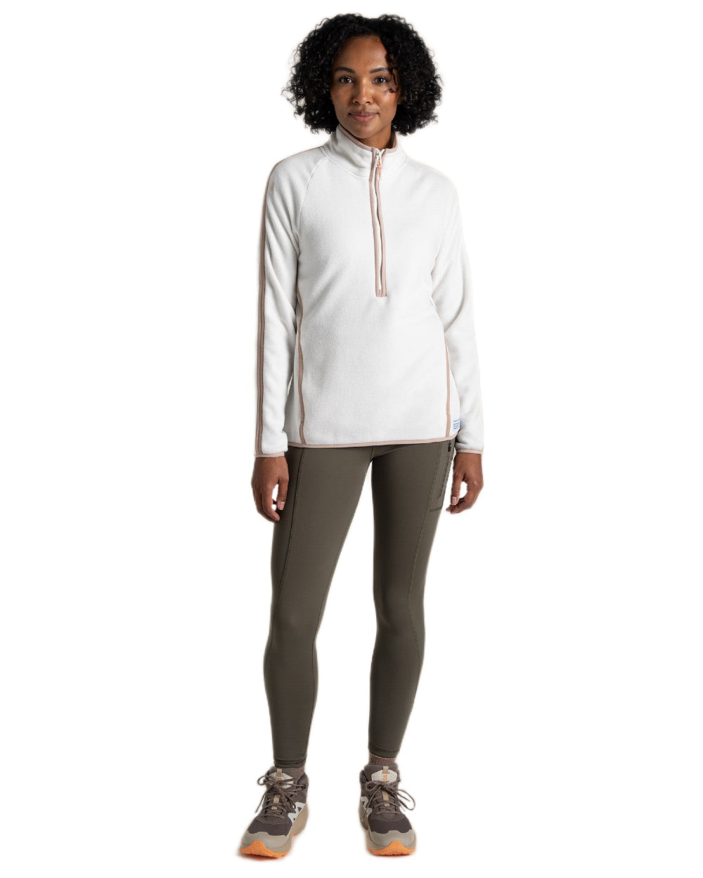 Calico Coloured Craghoppers Womens CO2Renu II Half Zip Fleece Jacket on White Background
