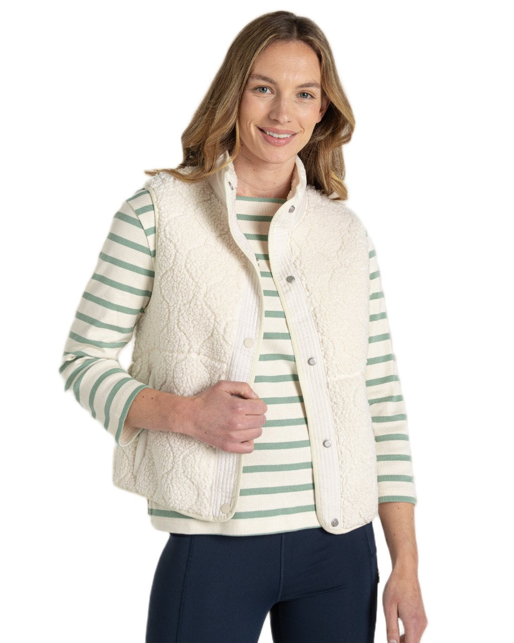 Ecru Coloured Craghoppers Womens Dinas Vest on White Background
