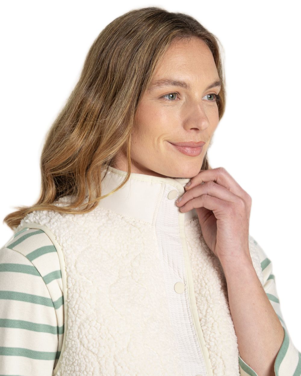 Ecru Coloured Craghoppers Womens Dinas Vest on White Background
