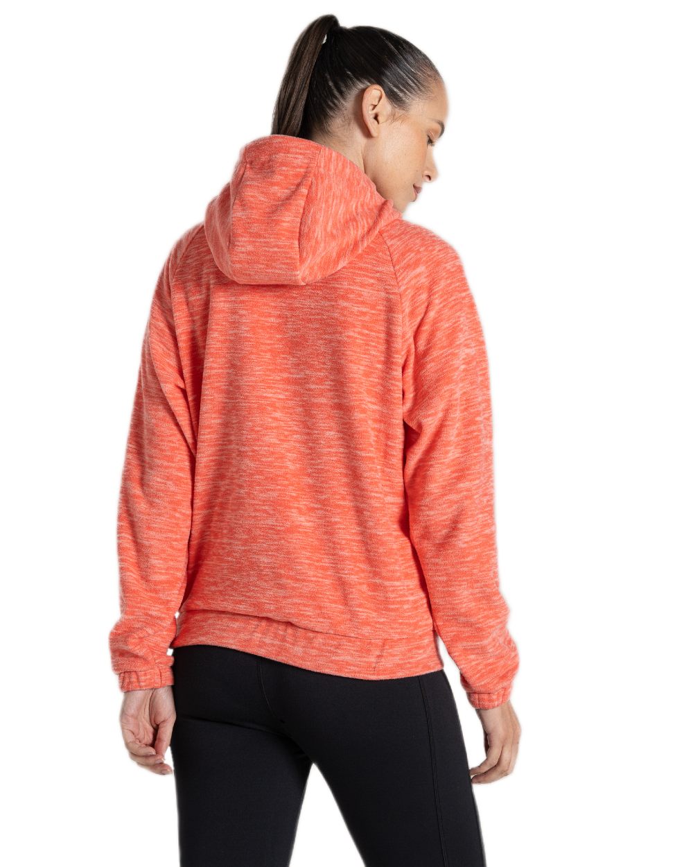 Deep Coral Coloured Craghoppers Womens Esk Hooded Half Zip Fleece on White Background
