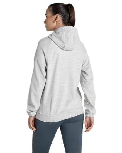 Lunar Grey Coloured Craghoppers Womens Esk Hooded Half Zip Fleece on White Background
