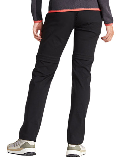 Black Coloured Craghoppers Womens Kiwi Pro II Convertible Trousers On A White Background 