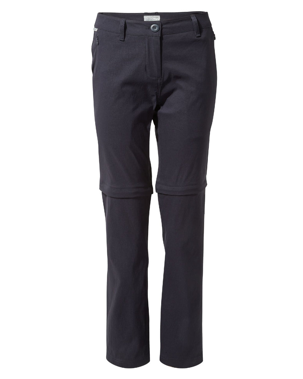 Dark Navy Coloured Craghoppers Womens Kiwi Pro II Convertible Trousers On A White Background 
