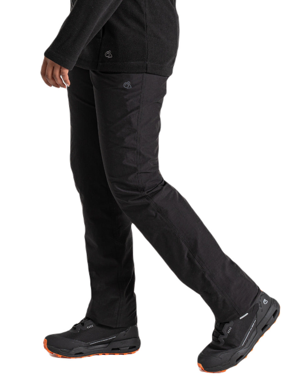 Black Coloured Craghoppers Womens Kiwi Pro II Waterproof Trousers On A White Background