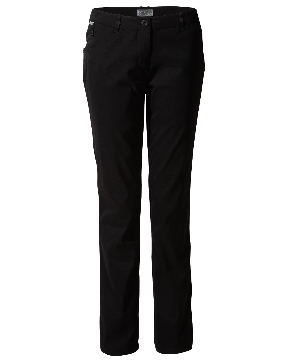 Black Coloured Craghoppers Womens Kiwi Pro II Winter Lined Trousers On A White Background 