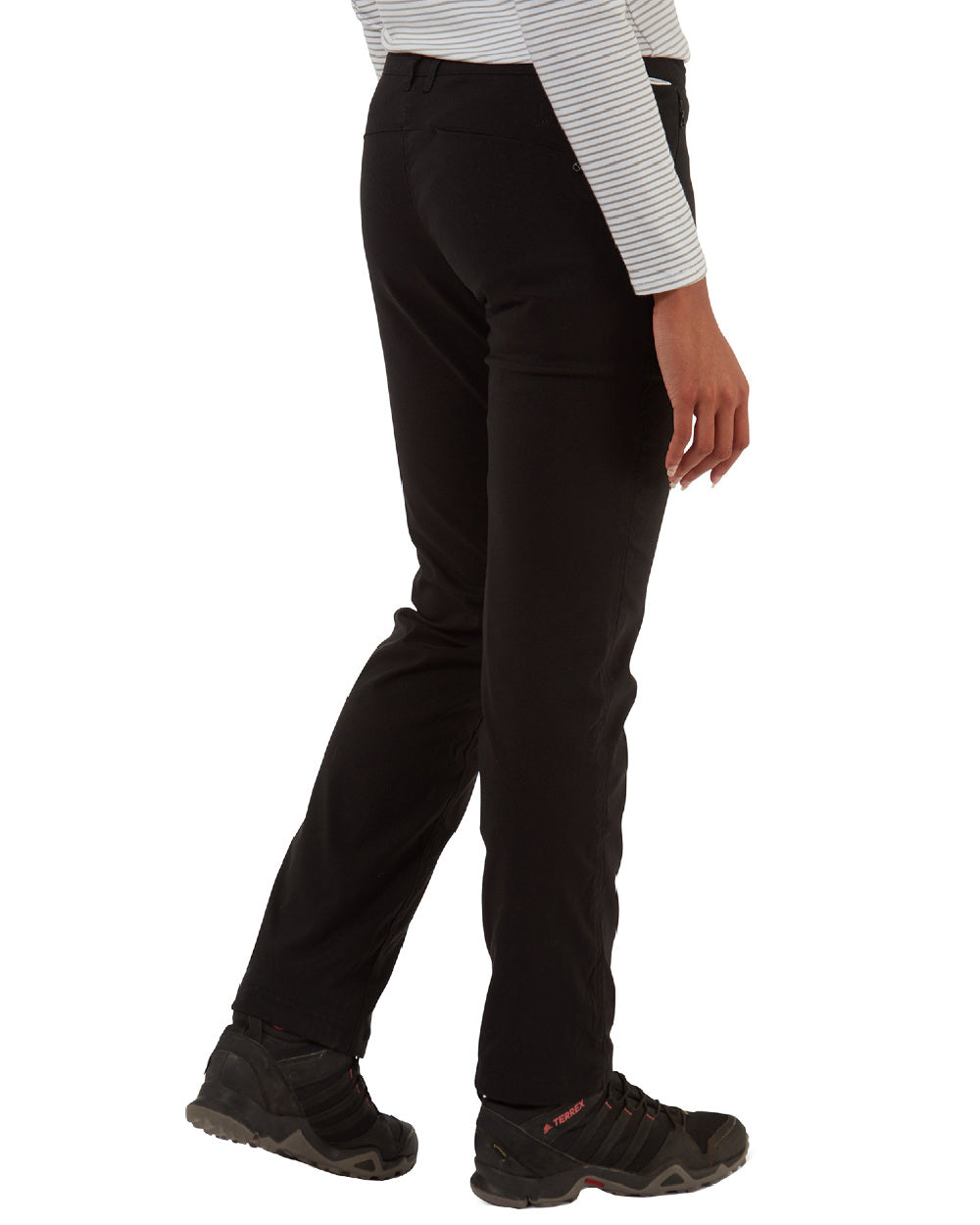 Black Coloured Craghoppers Womens Kiwi Pro II Winter Lined Trousers On A White Background 