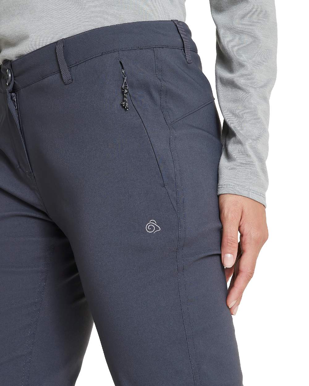 Graphite Coloured Craghoppers Womens Kiwi Pro II Winter Lined Trousers On A White Background 