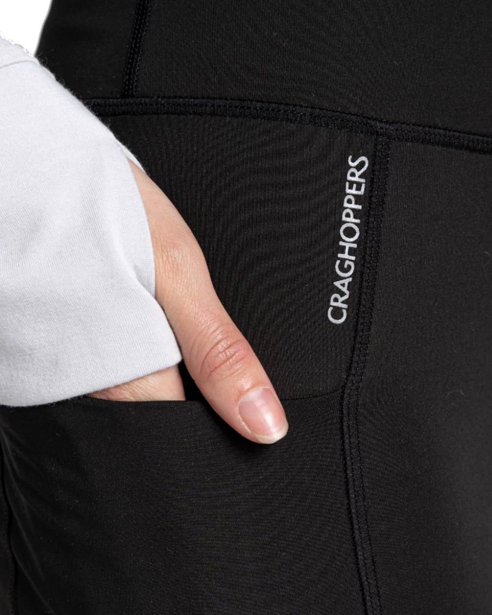 Black Coloured Craghoppers Womens Kiwi Pro Leggings On A White Background 