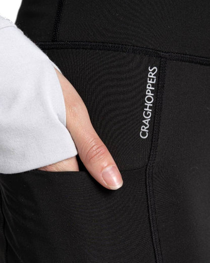 Black Coloured Craghoppers Womens Kiwi Pro Leggings On A White Background 