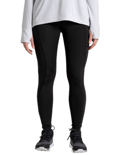 Black Coloured Craghoppers Womens Kiwi Pro Leggings On A White Background 
