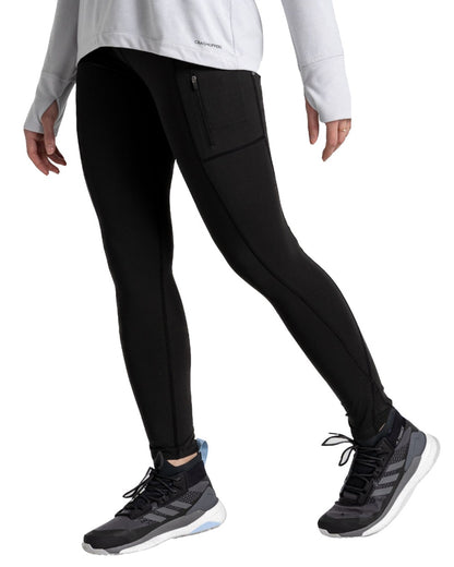 Black Coloured Craghoppers Womens Kiwi Pro Leggings On A White Background 