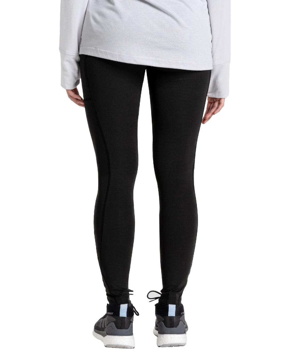 Black Coloured Craghoppers Womens Kiwi Pro Leggings On A White Background 