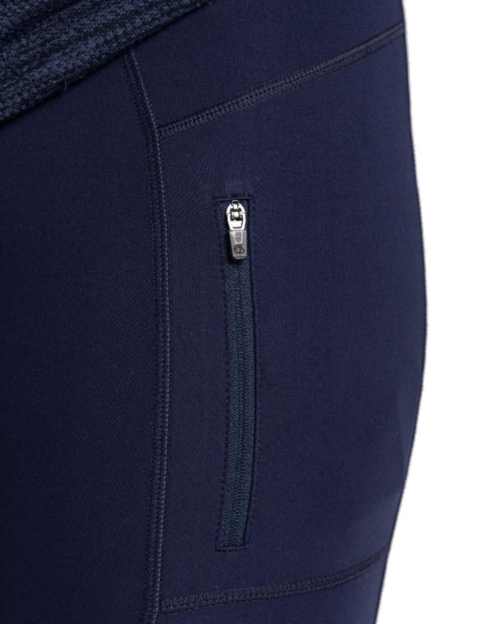 Blue Navy Coloured Craghoppers Womens Kiwi Pro Leggings On A White Background 