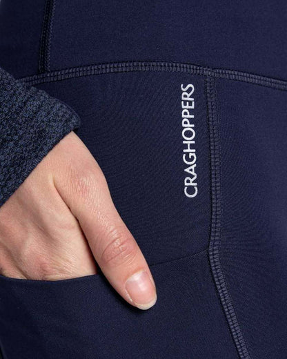 Blue Navy Coloured Craghoppers Womens Kiwi Pro Leggings On A White Background 