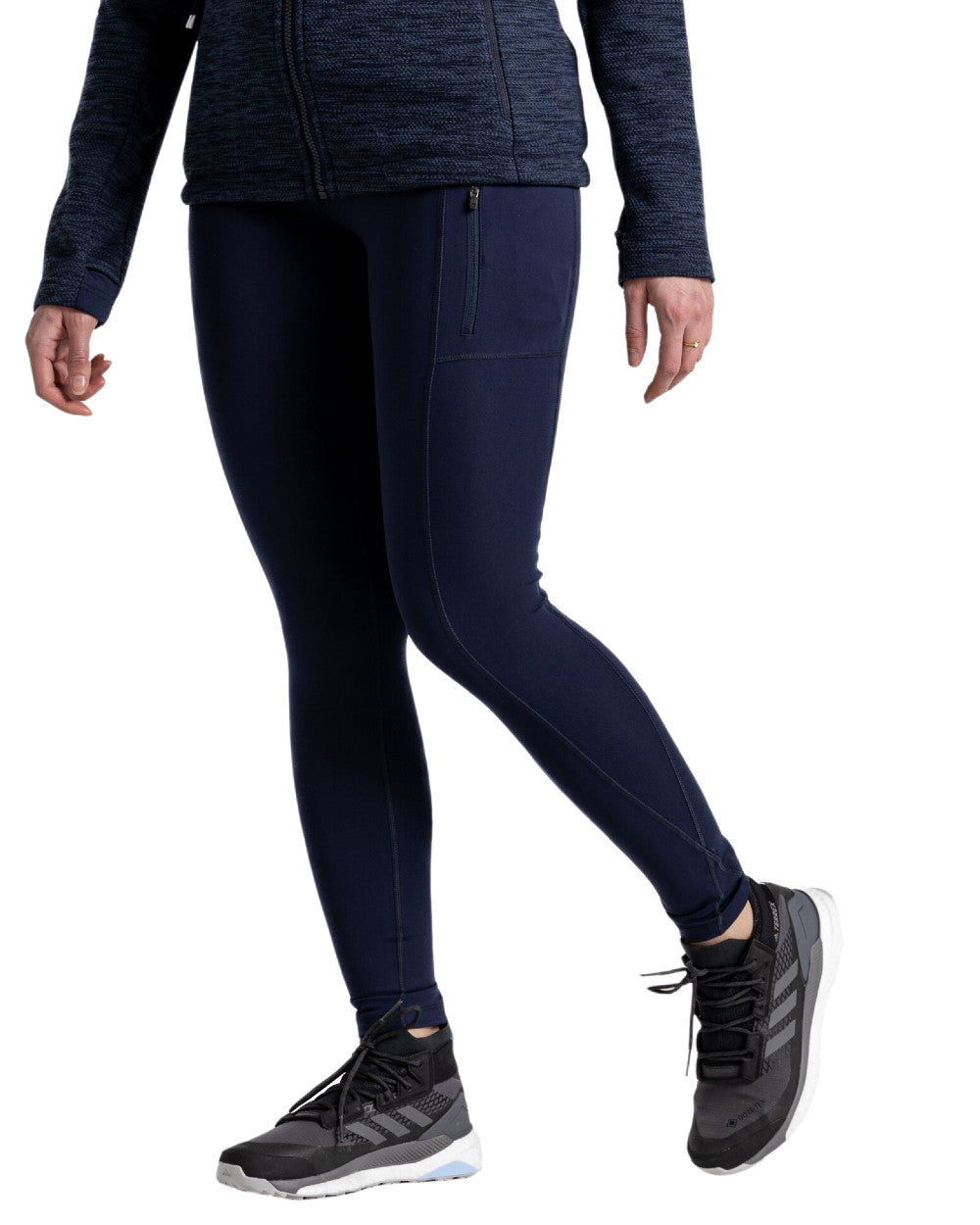 Blue Navy Coloured Craghoppers Womens Kiwi Pro Leggings On A White Background 