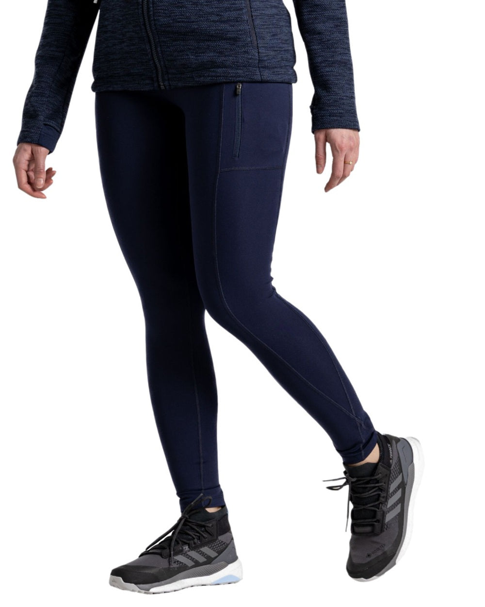 Blue Navy Coloured Craghoppers Womens Kiwi Pro Leggings On A White Background 