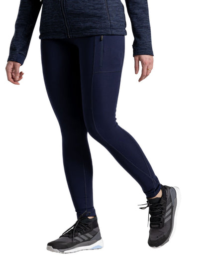 Blue Navy Coloured Craghoppers Womens Kiwi Pro Leggings On A White Background 