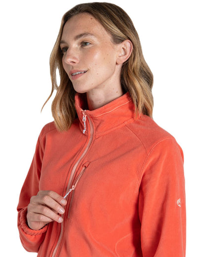 Deep Coral Coloured Craghoppers Womens Miska Plus II Jacket On A White Background 