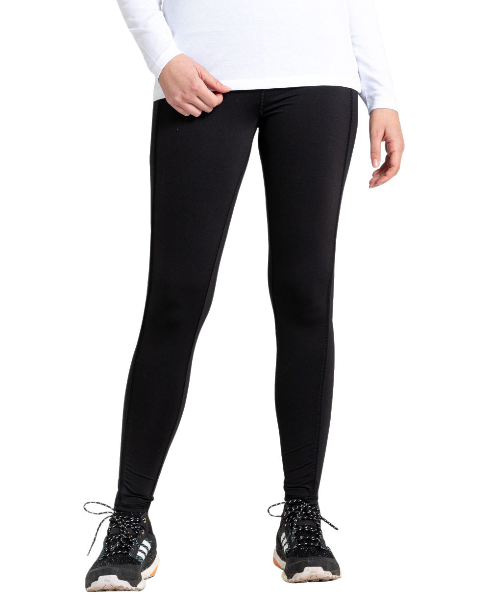 Black Coloured Craghoppers Womens NosiLife Durrel Leggings On A White Background 