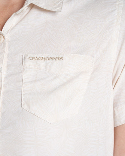 Seasalt Print Coloured Craghoppers Womens NosiLife Vanna Short Sleeved Shirt on White Background
