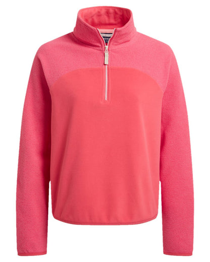 Coral Reef Coloured Craghoppers Womens Selina Half Zip Fleece on White Background
