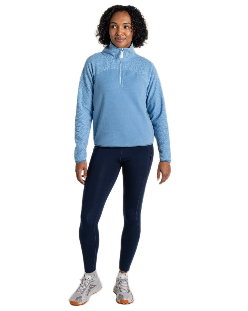 Seaside Blue Coloured Craghoppers Womens Selina Half Zip Fleece on White Background
