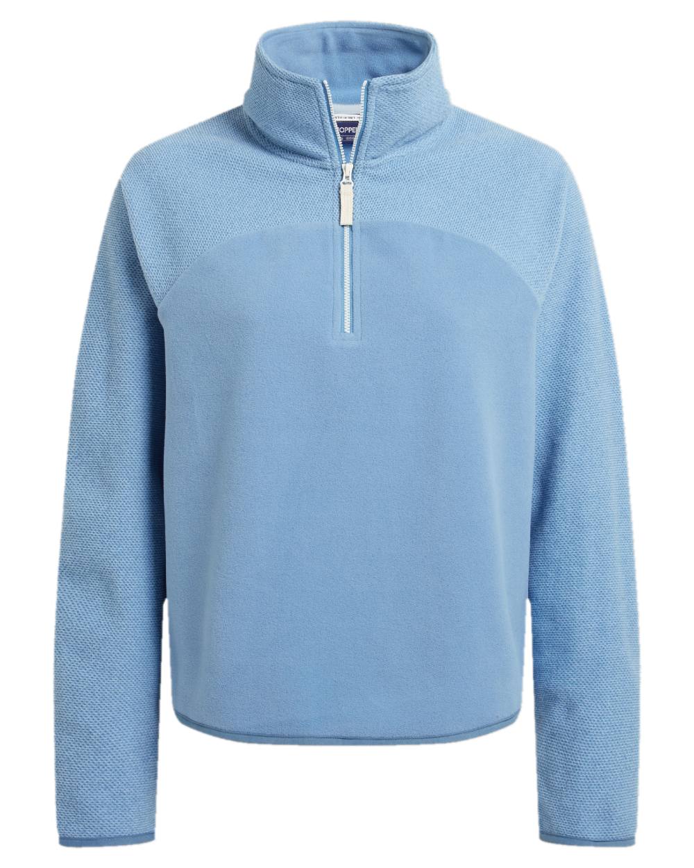 Seaside Blue Coloured Craghoppers Womens Selina Half Zip Fleece on White Background
