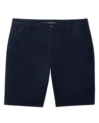 Heritage Dark Navy Coloured Crew Clothing Mens Bermuda Chino Stretch Shortson White Background
