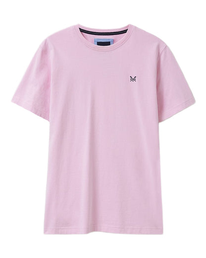 Classic Pink Coloured Crew Clothing Mens Classic T-Shirt on White Background
