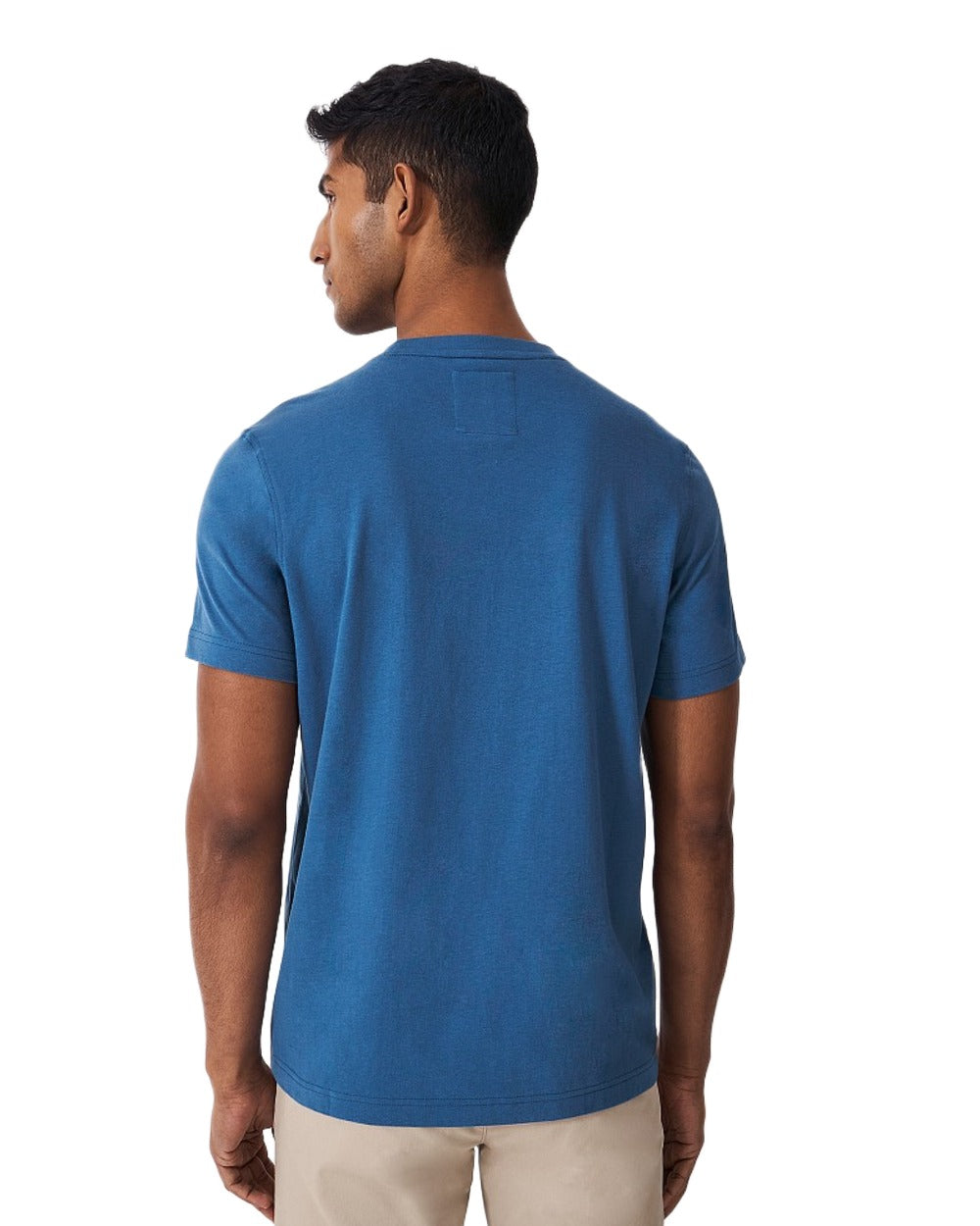 Dark Blue Coloured Crew Clothing Mens Classic T-Shirt on White Background
