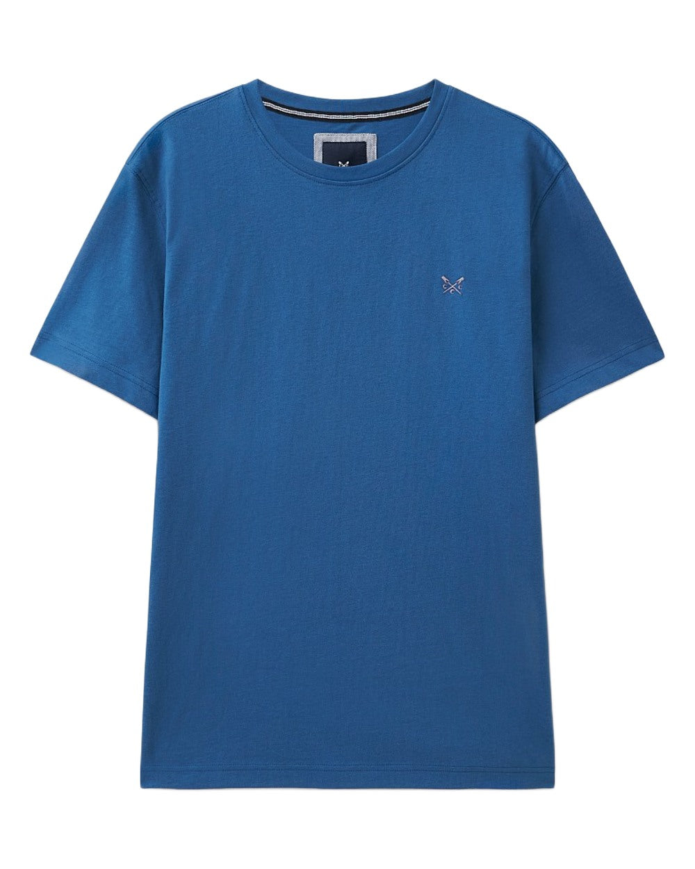 Dark Blue Coloured Crew Clothing Mens Classic T-Shirt on White Background
