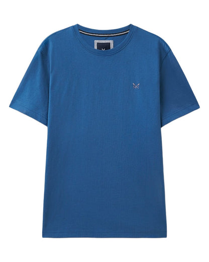 Dark Blue Coloured Crew Clothing Mens Classic T-Shirt on White Background
