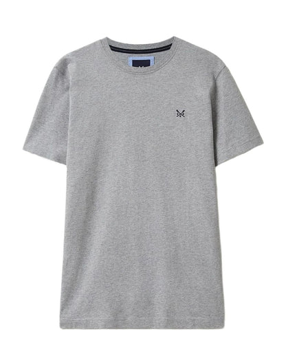 Grey Marl Coloured Crew Clothing Mens Classic T-Shirt on White Background
