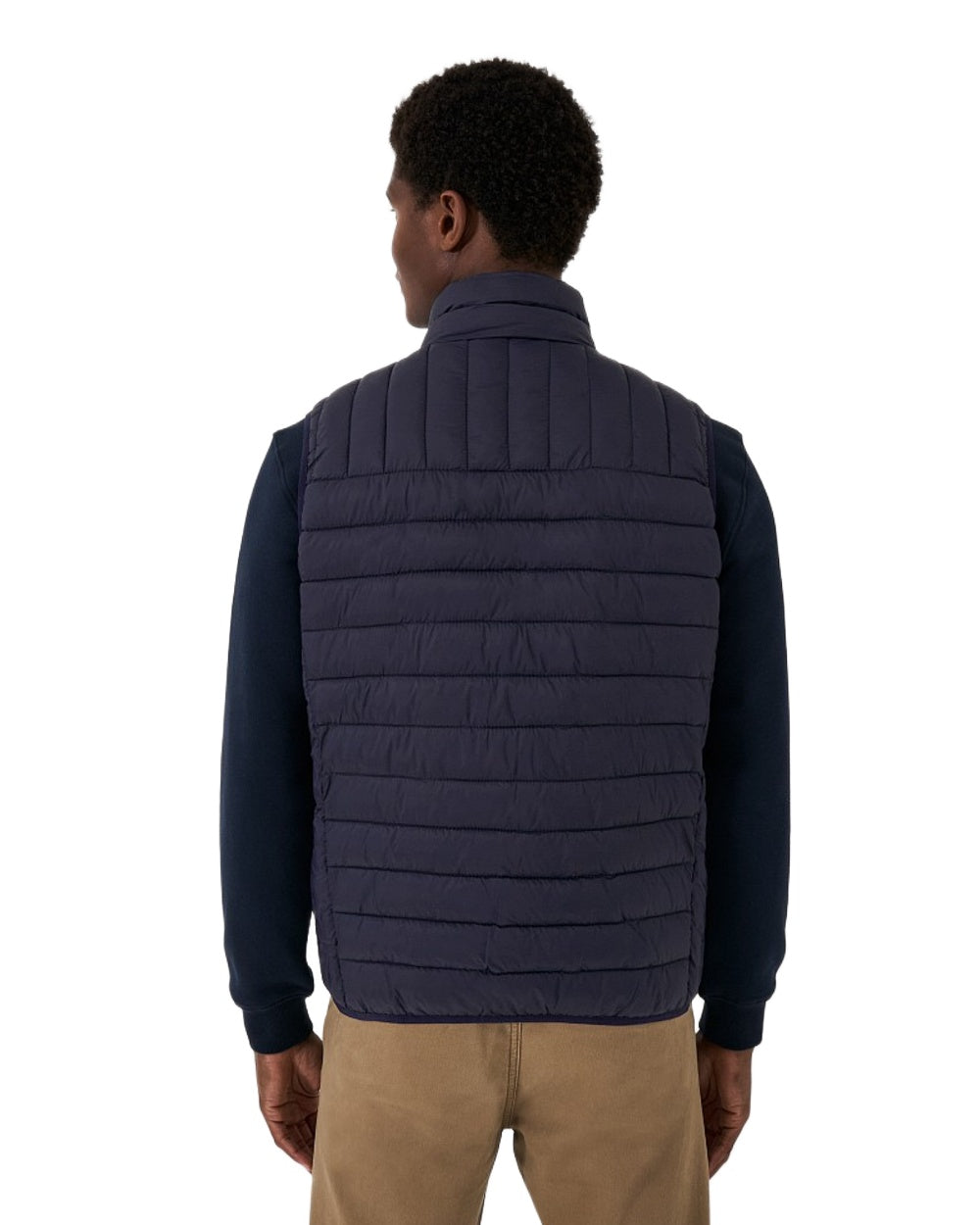 Heritage Dark Navy Coloured Crew Clothing Mens Lowther Gilet on White Background
