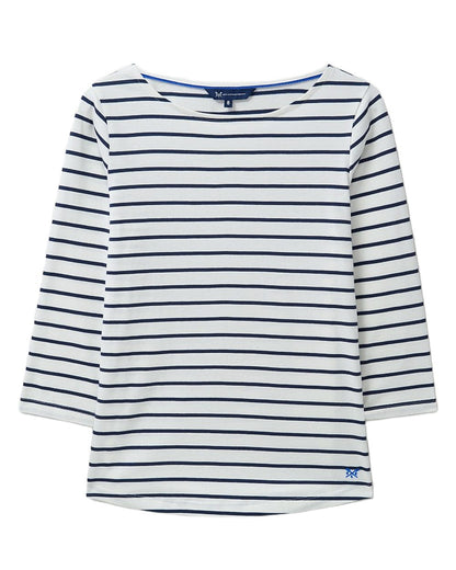 White Thin Stripe Coloured Crew Clothing Womens Essential Breton Top on White Background

