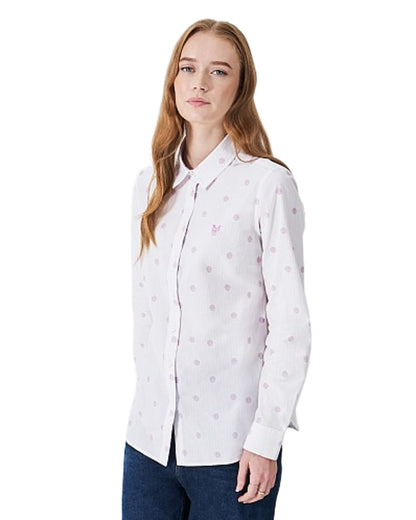 Spot Stripe Coloured Crew Clothing Womens Lulworth Shirt on White Background
