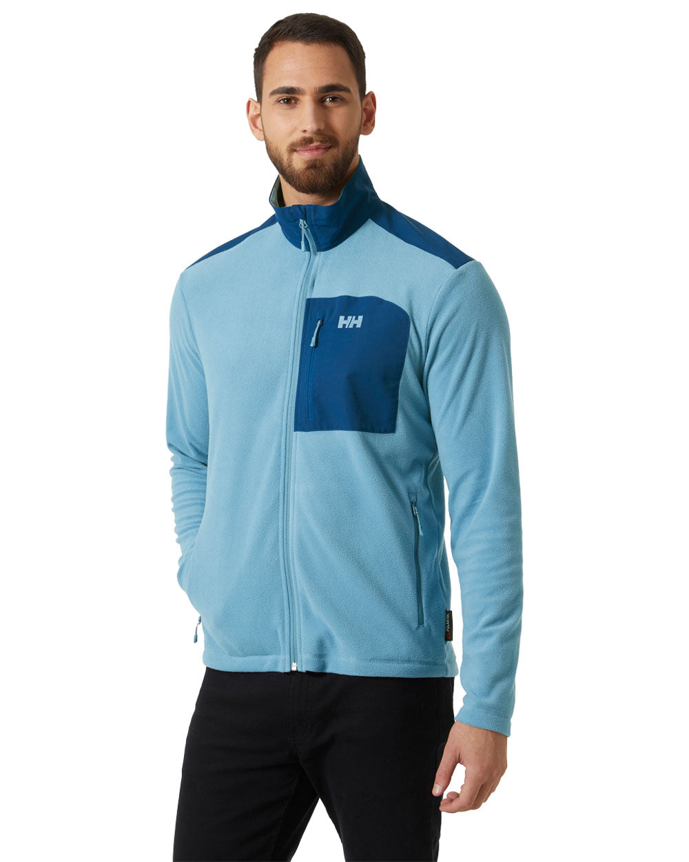 Blue Fog coloured Helly Hansen Fleece Jacket on White background 