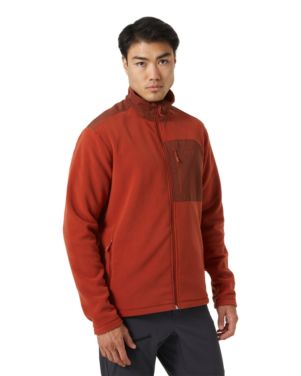 Deep Canyon coloured Helly Hansen Fleece Jacket on White background 