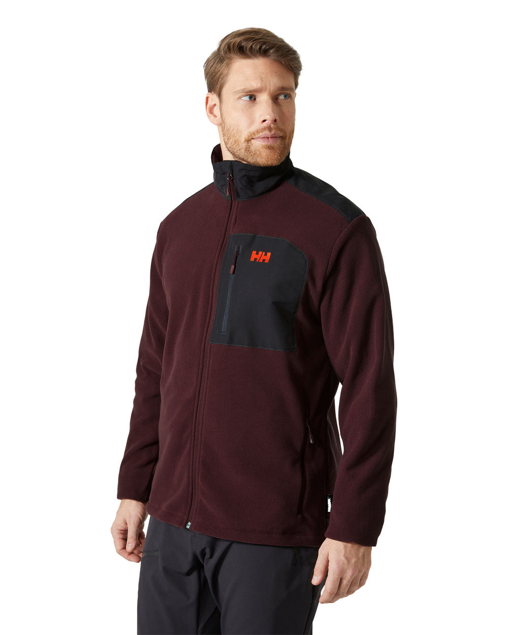 Hickory coloured Helly Hansen Fleece Jacket on White background 